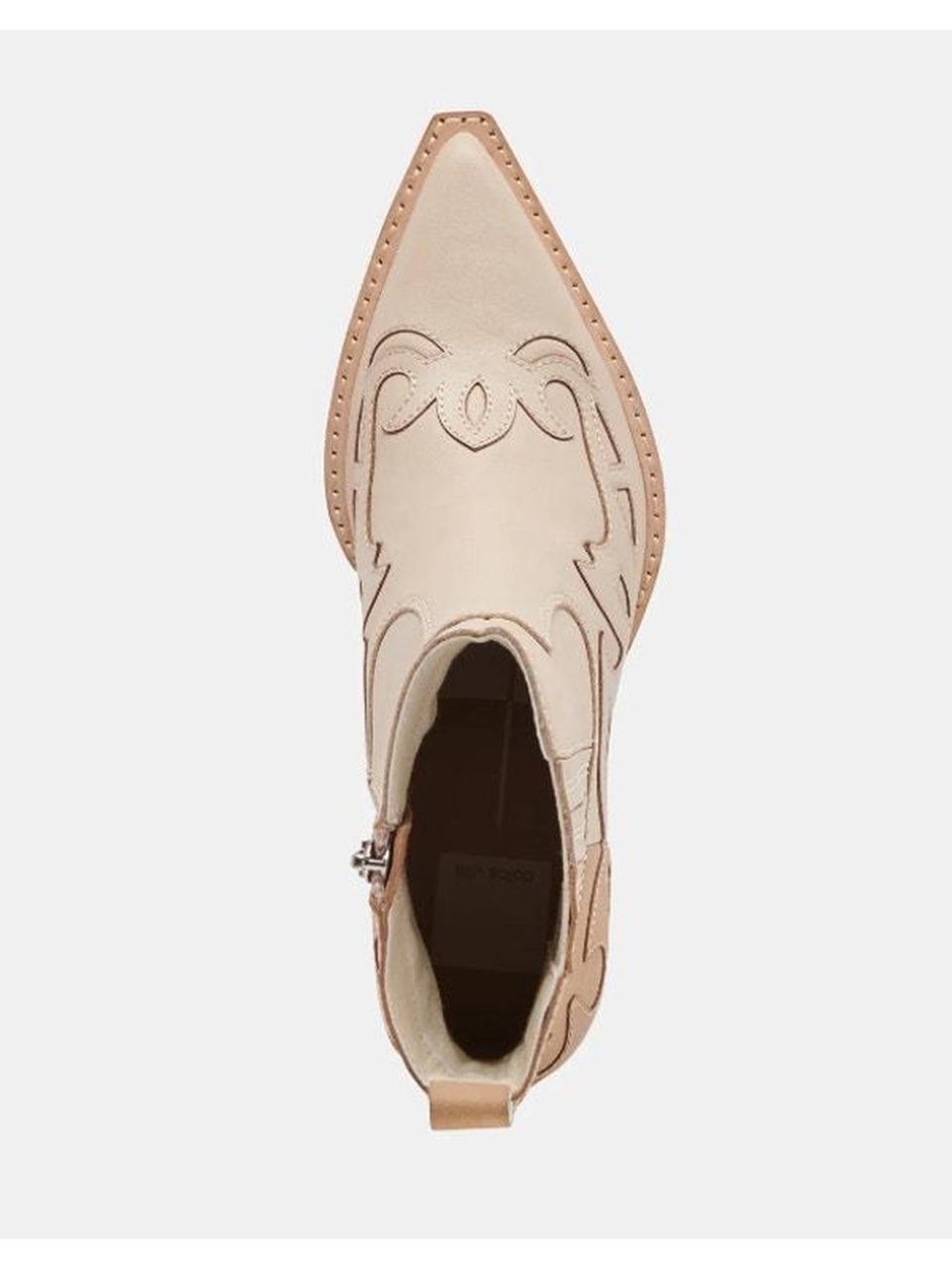 Dolce Vita Cream Pointed-Toe Western Ankle Boot